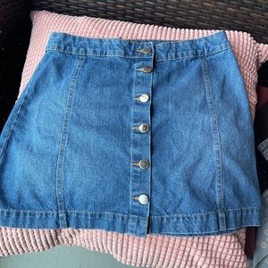 button up jean skirt Sz 12 h&m
